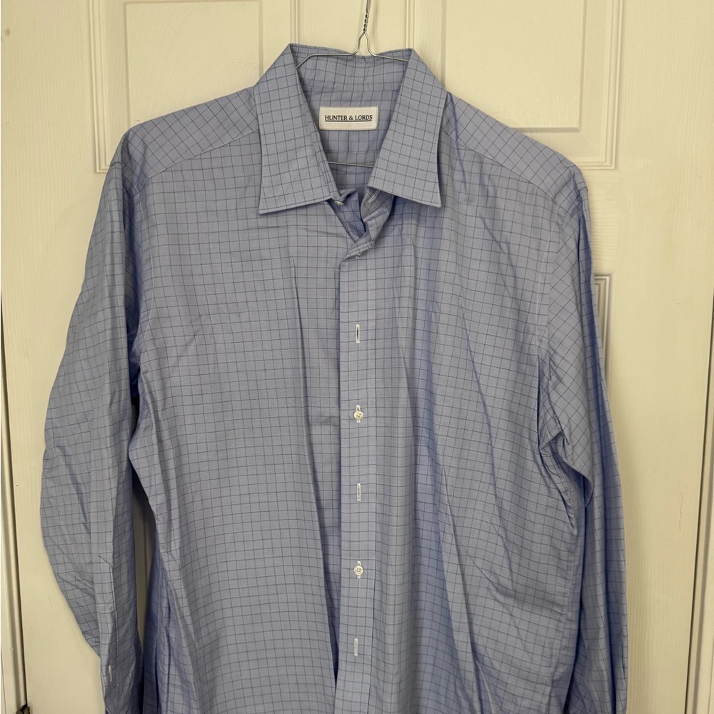 Hunter and Lords Elegant Blue Checkered Shirt